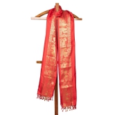 Biswa bangla handwoven red baluchari silk dupatta