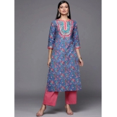 Varanga Cotton Printed Straight Womens Kurti - Blue ( Pack of 1 ) - None