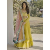 Haldi Function Ruffle Style Yellow Georgette Lehenga Choli