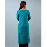 Doriya Rayon Printed 3/4th Sleeves Straight Blue Kurti Single - None