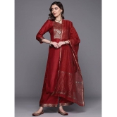 Estela - Maroon Straight Cotton Women's Stitched Salwar Suit ( Pack of 1 ) - None