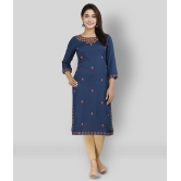 Doriya - Blue Rayon Women's Straight Kurti - L