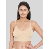 ILRASO - Beige Cotton Blend Removable Padding Women's Sports Bra ( Pack of 1 ) - None