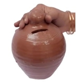 Mii Art mitti ka gullak,money bank,money box,piggy bank,coin box for kids(color-brown)(material-soil)(size-12 cm,small)pack of 1 pieces.