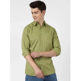 UrbanMark Men 100% Cotton Full Sleeves Regular Fit Solid Casual Shirt-Olive - None