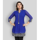 Meher Impex - Blue Georgette Women''s Straight Kurti ( Pack of 1 ) - S