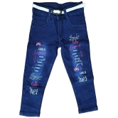 Arshia Fashions Girls Denim Slim Fit Jeans with Embroidery - None