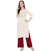 Antaran Cotton Blend Embroidered Straight Women's Kurti - White ( Pack of 1 ) - None