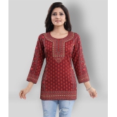 Meher Impex - Maroon Crepe Womens Straight Kurti ( Pack of 1 ) - 3XL