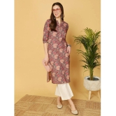 Antaran Cotton Printed Straight Womens Kurti - Grey ( Pack of 1 ) - None