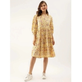 Divena Cotton Printed Midi Womens Fit & Flare Dress - Yellow ( Pack of 1 ) - None