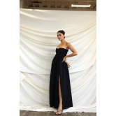 Black maxi dress-L / Without slit / White