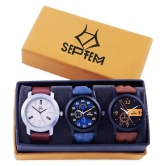 Septem Multicolor Leather Analog Mens Watch