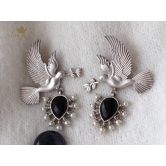 Azayaa World Black Charming love bird earring