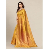 Om Shantam Sarees - Mustard Banarasi Silk Saree With Blouse Piece ( Pack of 1 ) - Mustard