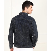 Men Black Slim Fit Brand Print Denim Jacket