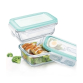 Treo By Milton Hi Borosilicate Clip Fresh Rectangular Container, Set of 2, 1000 ml Each, Transparent