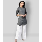 JC4U - Dark Grey Rayon Womens Straight Kurti ( Pack of 1 ) - M