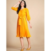 Glomee - Yellow Polyester Womens Fit & Flare Dress ( Pack of 1 ) - None