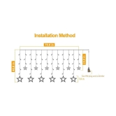 MIRADH 12 Stars 138 LED, 8 Modes Curtain String Lights - Yellow