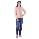 eWools.in Beige Woollen Full Sleeves Buttoned Cardigan - M