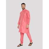 Maharaja - Pink Silk Regular Fit Mens Kurta Pyjama Set ( Pack of 1 ) - None