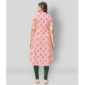 Vbuyz - Pink Cotton Womens Front Slit Kurti ( Pack of 1 ) - XXL