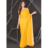 clafoutis Chiffon Solid Saree Without Blouse Piece - Yellow ( Pack of 1 ) - Yellow