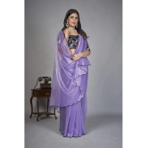 Apnisha Organza Solid Saree With Blouse Piece - Lavender ( Pack of 1 ) - Lavender