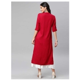 SIPET - Red Rayon Women''s Straight Kurti - M