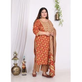 Swasti Cotton Printed Straight Womens Kurti - Orange ( Pack of 1 ) - None