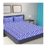 FrionKandy Living Cotton Abstract Double Bedsheet with 2 Pillow Covers - Blue - Blue