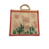 PALAK SAXENA Jute Bag for Shopping - Shoulder Bag | Eco Friendly Bags for Shopping - Cute & Quirky Collection (Tortoise, Fish - Red)