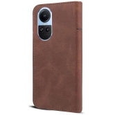 NBOX Brown Flip Cover Artificial Leather Compatible For Oppo Reno 10 5G ( Pack of 1 ) - Brown