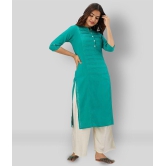 Lee Moda - Turquoise Cotton Women's Straight Kurti - None