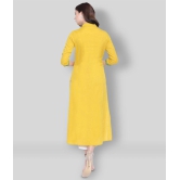 Divena - Yellow Cotton Blend Womens Front Slit Kurti - 3XL