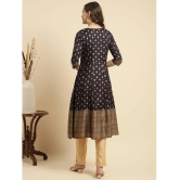 Rangita Women Black Ethnic Printed Calf Length Flared Kurti - None