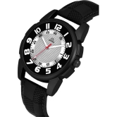 Septem Black Leather Analog Mens Watch