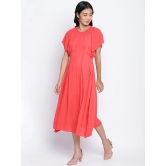 Oxolloxo Red Crepe A-Line Midi Dress