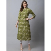 Pistaa 100% Cotton Printed Front Slit Womens Kurti - Green ( Pack of 1 ) - None