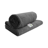 SOFTSPUN Microfiber Cloth - 2 pcs - 40x40 cms - 340 GSM Grey - Thick Lint & Streak-Free Multipurpose Cloths - Automotive Microfibre Towels for Car Bike Cleaning Polishing Washing & Detailing