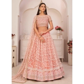 Gorgeous Peach Mono Net Wedding Wear Lehenga Choli