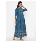 Kbz Turquoise Rayon Anarkali Kurti - S