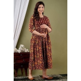 KASHVI Creation Women's Cotton Floral Printed Maternity Feeding Kurti -Maroon