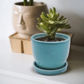 Ceramic Planter with Tray Turquoise