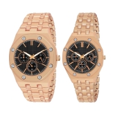 acnos Rose Gold Stainless Steel Analog Couples Watch