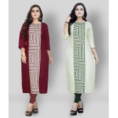 Lerkiza - Multicolor Cotton Womens Straight Kurti ( Pack of 2 ) - L