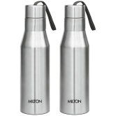 Milton Super 1000 Single Wall Stainless Steel Bottle, Set of 2, 1000 ml Each, Silver | 100% Leak Proof | Office Bottle | Gym Bottle | Home | Kitchen | Hiking | Treking Bottle | Travel Bottle