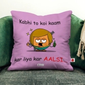 Indigifts Printed Cushion Cover with Filler | Aalsi | Polysatin | 12x12 Inches | Comfortable Purple Cushions | Friends Cushion Pillow| Gift for Friends Birthday