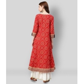 Yash Gallery - Red Cotton Women''s Front Slit Kurti ( Pack of 1 ) - 5XL